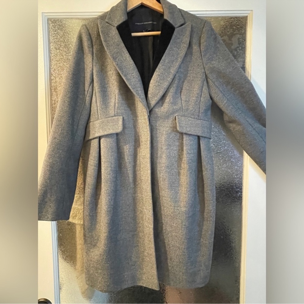 French connection velvet lapel tapered coat